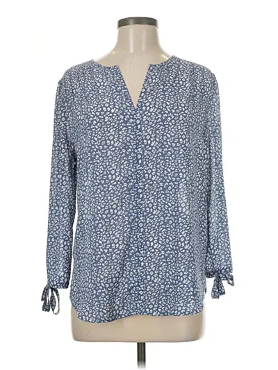 Pre-owned Monday Fun Long Sleeve Blouse In Blue