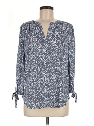 Pre-owned Monday Fun Long Sleeve Blouse In Blue