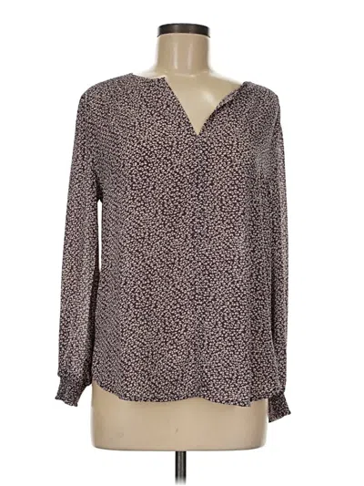 Pre-owned Monday Fun Long Sleeve Blouse In Brown