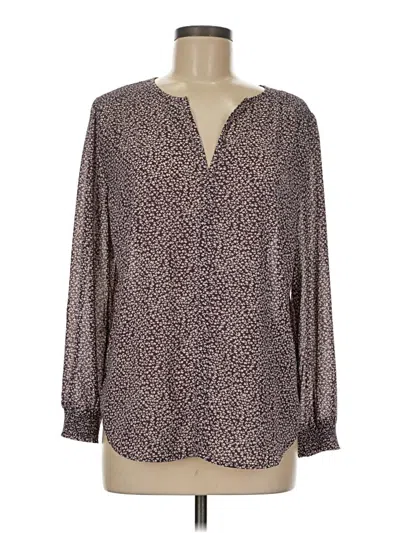 Pre-owned Monday Fun Long Sleeve Blouse In Brown