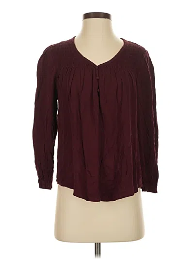 Pre-owned Monday Fun Long Sleeve Blouse In Burgundy