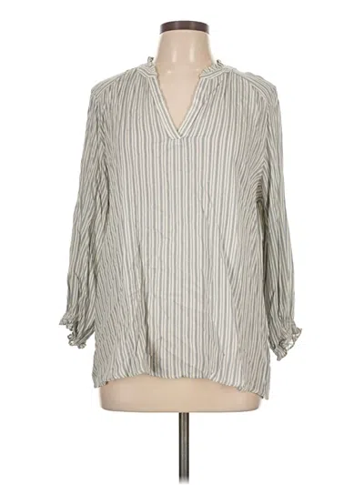 Pre-owned Monday Fun Long Sleeve Blouse In Gray