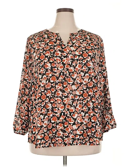 Pre-owned Monday Fun Long Sleeve Blouse In Orange