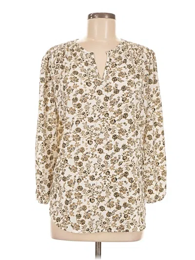 Pre-owned Monday Fun Long Sleeve Blouse In White