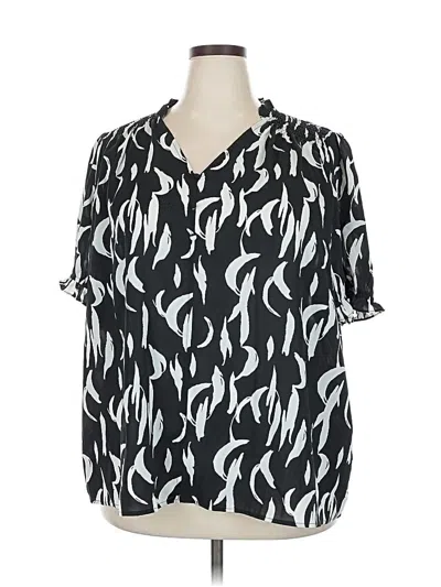Pre-owned Monday Fun Short Sleeve Blouse In Black