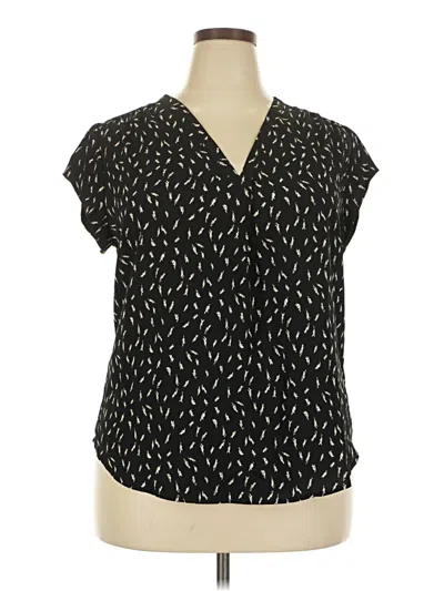 Pre-owned Monday Fun Short Sleeve Blouse In Black