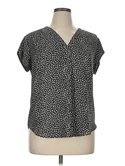 Pre-owned Monday Fun Short Sleeve Blouse In Black