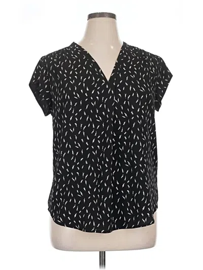 Pre-owned Monday Fun Short Sleeve Blouse In Black