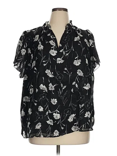 Pre-owned Monday Fun Short Sleeve Blouse In Black