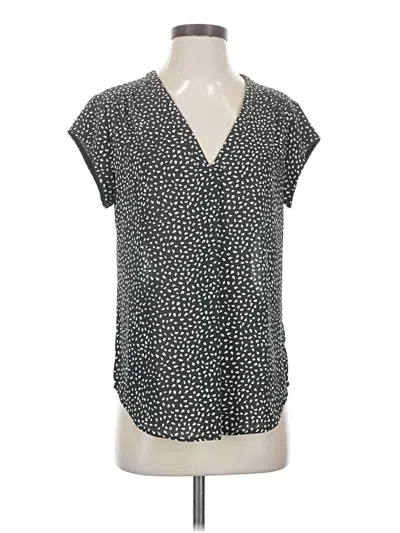 Pre-owned Monday Fun Short Sleeve Blouse In Black