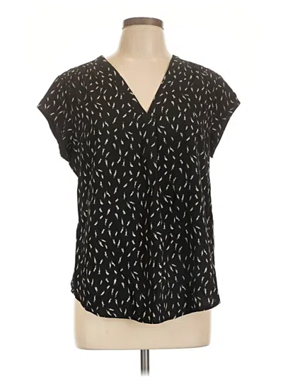 Pre-owned Monday Fun Short Sleeve Blouse In Black