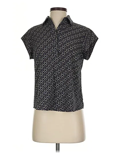 Pre-owned Monday Fun Short Sleeve Blouse In Black