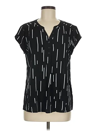 Pre-owned Monday Fun Short Sleeve Blouse In Black