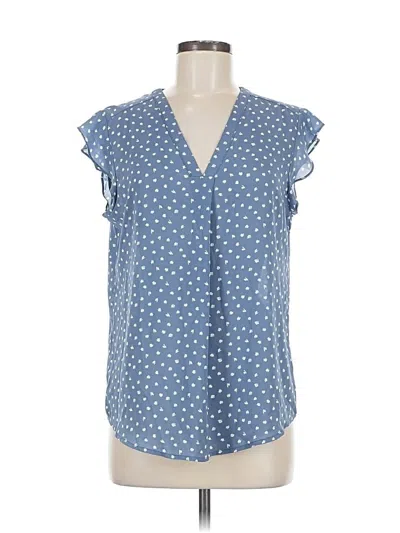 Pre-owned Monday Fun Short Sleeve Blouse In Blue