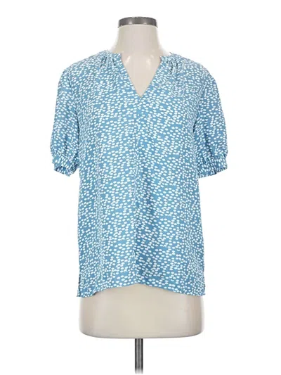 Pre-owned Monday Fun Short Sleeve Blouse In Blue