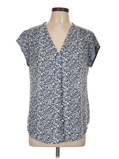 Pre-owned Monday Fun Short Sleeve Blouse In Blue