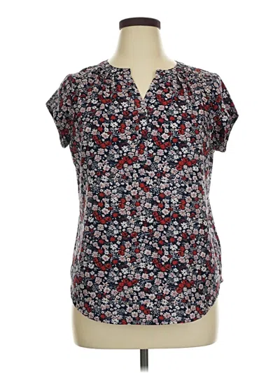 Pre-owned Monday Fun Short Sleeve Blouse In Blue