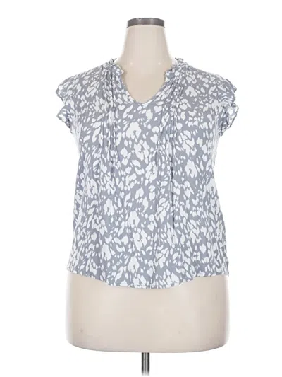 Pre-owned Monday Fun Short Sleeve Blouse In Blue
