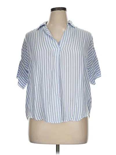 Pre-owned Monday Fun Short Sleeve Blouse In Blue