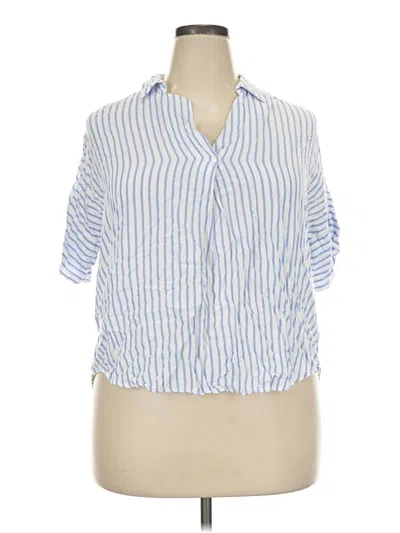 Pre-owned Monday Fun Short Sleeve Blouse In Blue