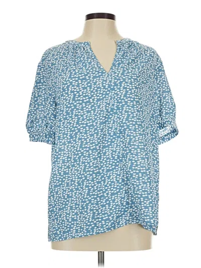 Pre-owned Monday Fun Short Sleeve Blouse In Blue