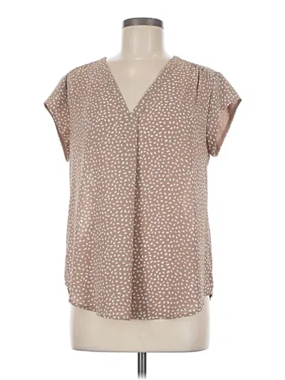 Pre-owned Monday Fun Short Sleeve Blouse In Brown