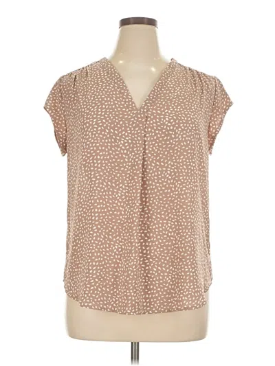 Pre-owned Monday Fun Short Sleeve Blouse In Brown