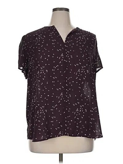Pre-owned Monday Fun Short Sleeve Blouse In Burgundy