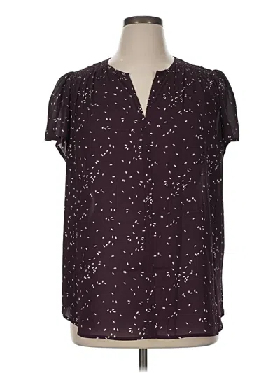 Pre-owned Monday Fun Short Sleeve Blouse In Burgundy