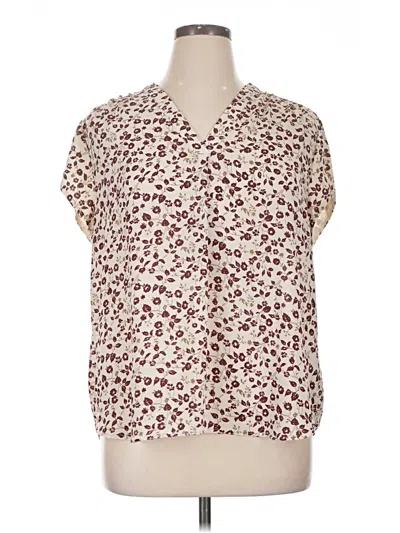 Pre-owned Monday Fun Short Sleeve Blouse In Burgundy