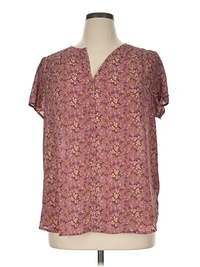 Pre-owned Monday Fun Short Sleeve Blouse In Burgundy