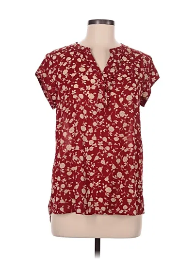 Pre-owned Monday Fun Short Sleeve Blouse In Burgundy
