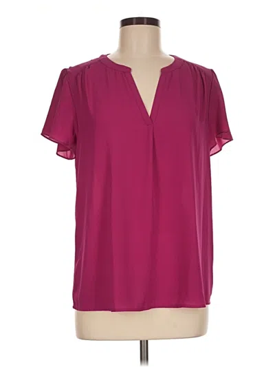 Pre-owned Monday Fun Short Sleeve Blouse In Burgundy