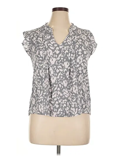 Pre-owned Monday Fun Short Sleeve Blouse In Gray