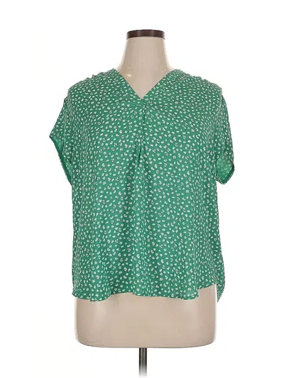 Pre-owned Monday Fun Short Sleeve Blouse In Green