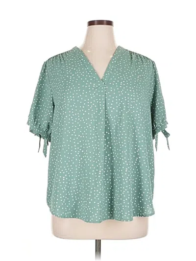 Pre-owned Monday Fun Short Sleeve Blouse In Green