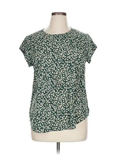 Pre-owned Monday Fun Short Sleeve Blouse In Green