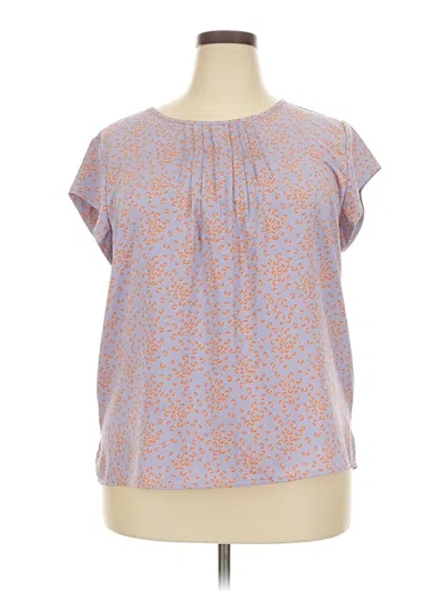 Pre-owned Monday Fun Short Sleeve Blouse In Purple