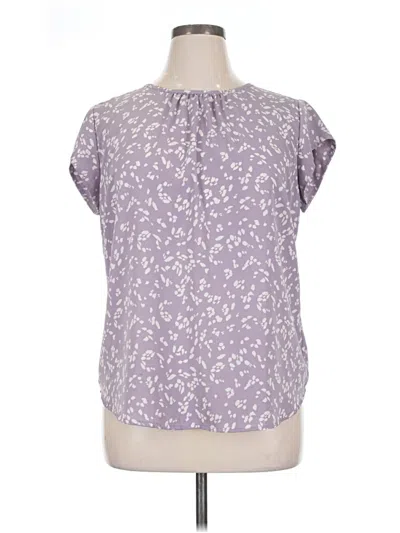 Pre-owned Monday Fun Short Sleeve Blouse In Purple