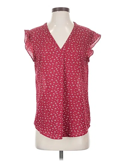 Pre-owned Monday Fun Short Sleeve Blouse In Red