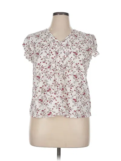 Pre-owned Monday Fun Short Sleeve Blouse In White