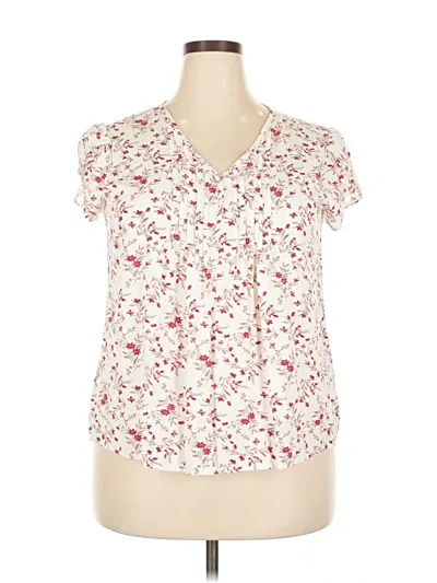Pre-owned Monday Fun Short Sleeve Blouse In White