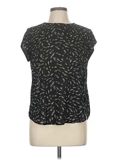 Pre-owned Monday Fun Short Sleeve Top Black Mock Neckline Tops