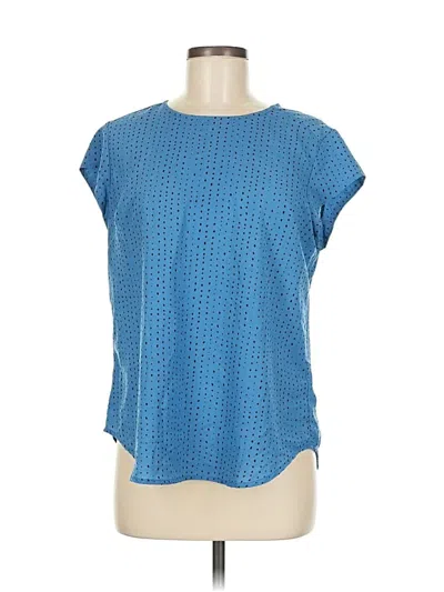 Pre-owned Monday Fun Short Sleeve Top Blue Crew Neck Tops