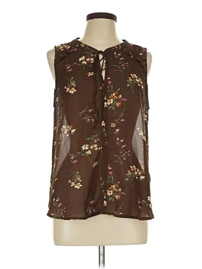 Pre-owned Monday Fun Sleeveless Blouse In Brown