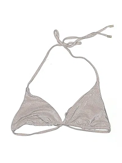 Pre-owned Monday Swimwear Swimsuit Top Silver Metallic Pattern Swimwear
