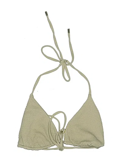 Pre-owned Monday Swimwear Swimsuit Top Tan Houndstooth Pattern Swimwear