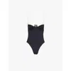 Monday Swimwear Clovelly Sweetheart-neck Stretch-recycled Nylon Swimsuit In Black/ivory Rec
