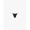 Monday Swimwear Palma Self-tie Stretch-recycled Nylon Bikini Bottoms In Black/ivory Rec