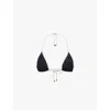 Monday Swimwear Palma Triangle Stretch Recycled-nylon Bikini Top In Black/ivory Rec